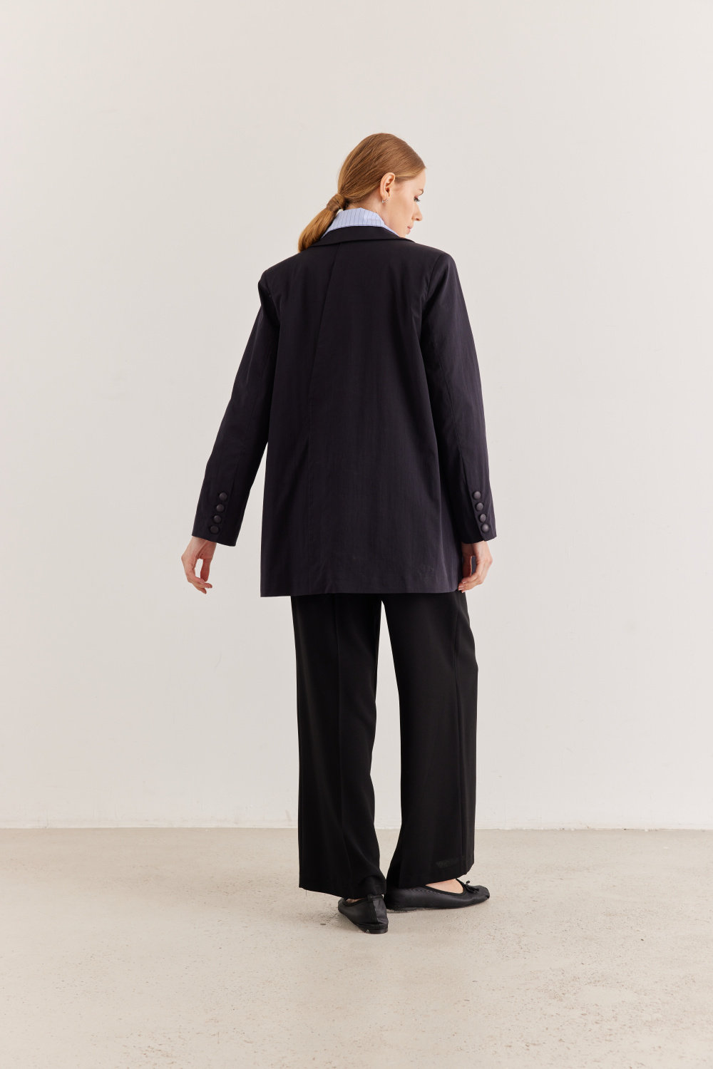 Arka Detaylı Oversize Blazer Ceket Lacivert - 6