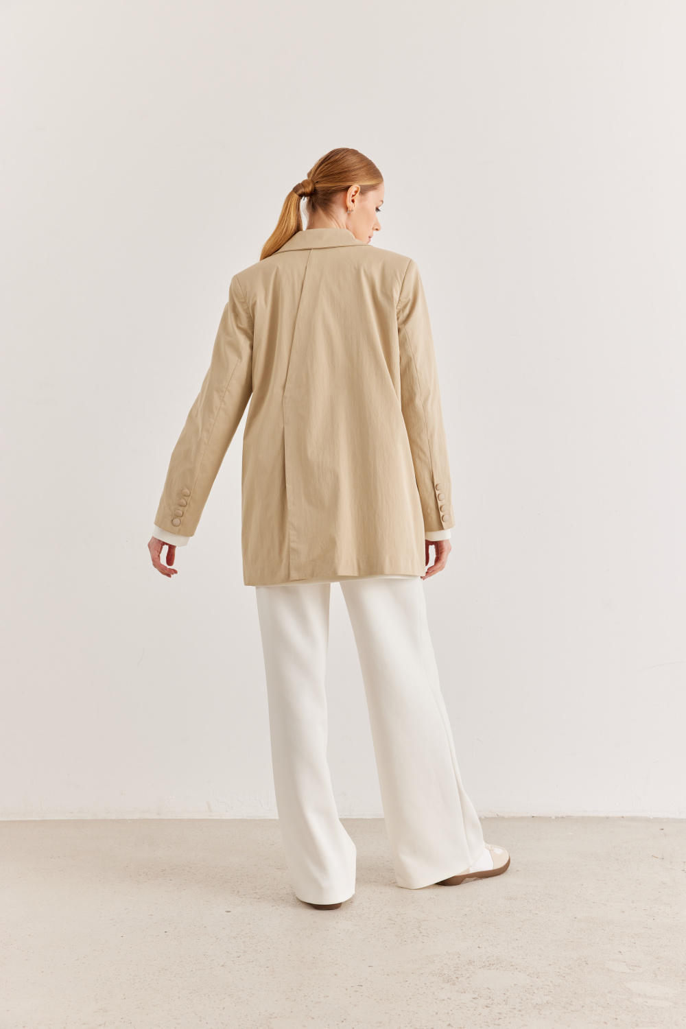 Arka Detaylı Oversize Blazer Ceket Bej - 6