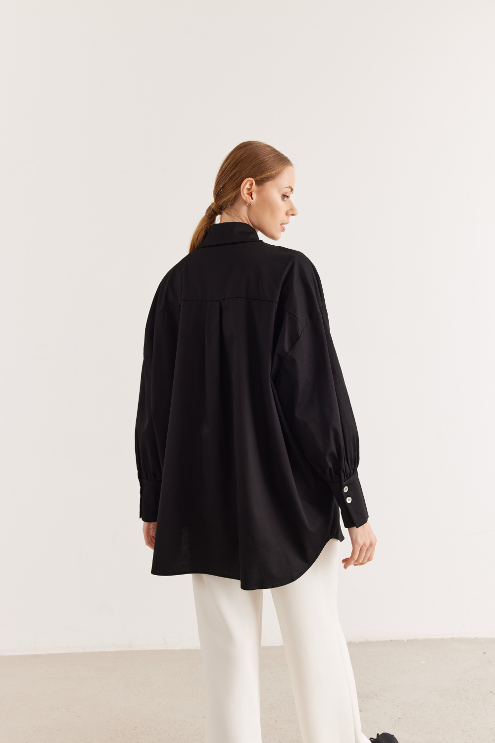 Çift Yakalı Oversize Gömlek Siyah - 5