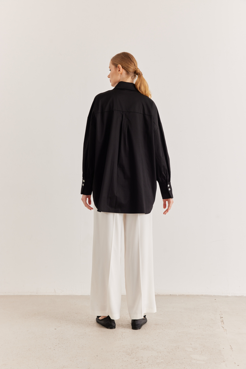 Çift Yakalı Oversize Gömlek Siyah - 6