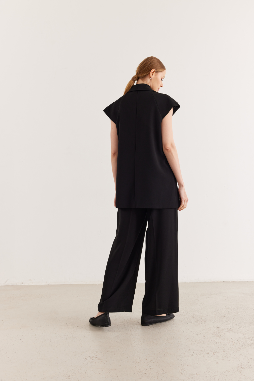 Ön Cep Detaylı Yelek Pantolon Takım Siyah - 7