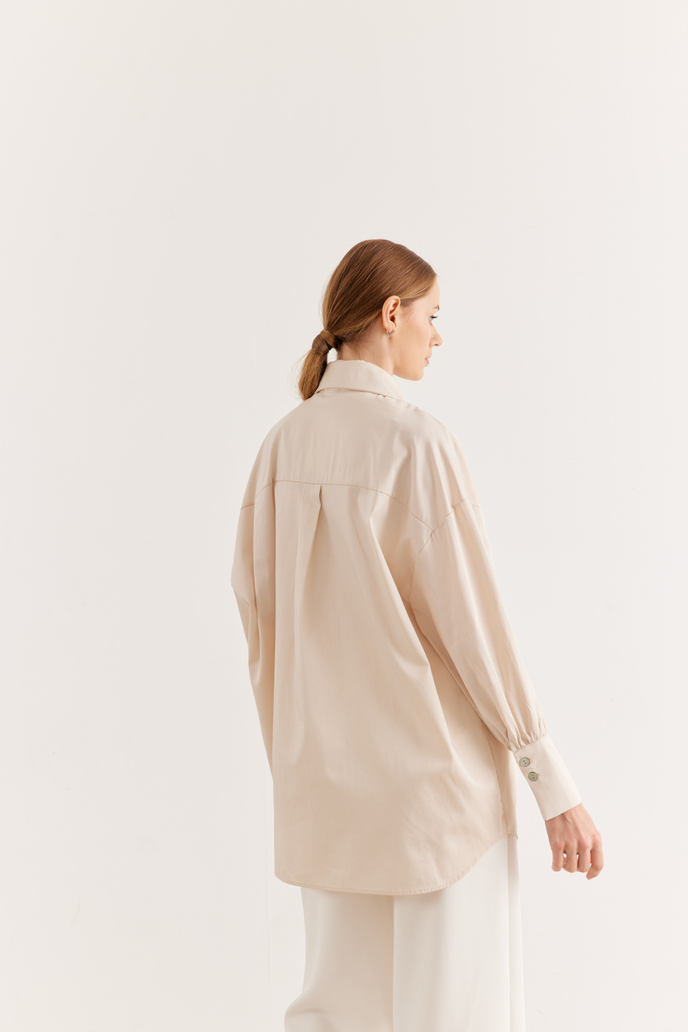 Çift Yakalı Oversize Gömlek Bej - 6