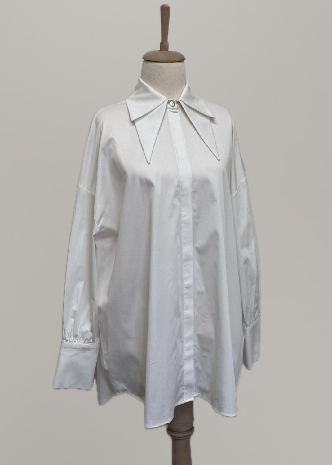 Çift Yakalı Oversize Gömlek Ekru - 2