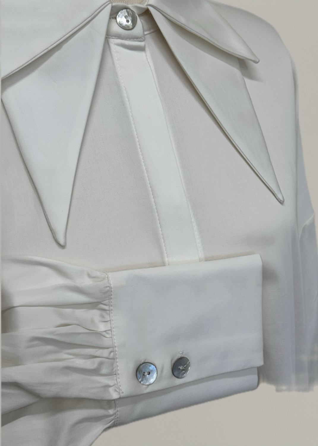 Çift Yakalı Oversize Gömlek Ekru - 5